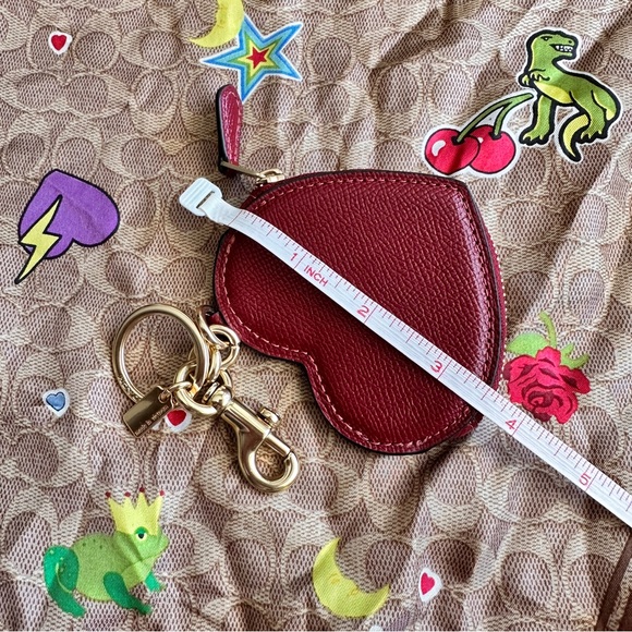 Coach Red Heart Keychain pouch wallet with Gold Accents - Picture 6 of 7